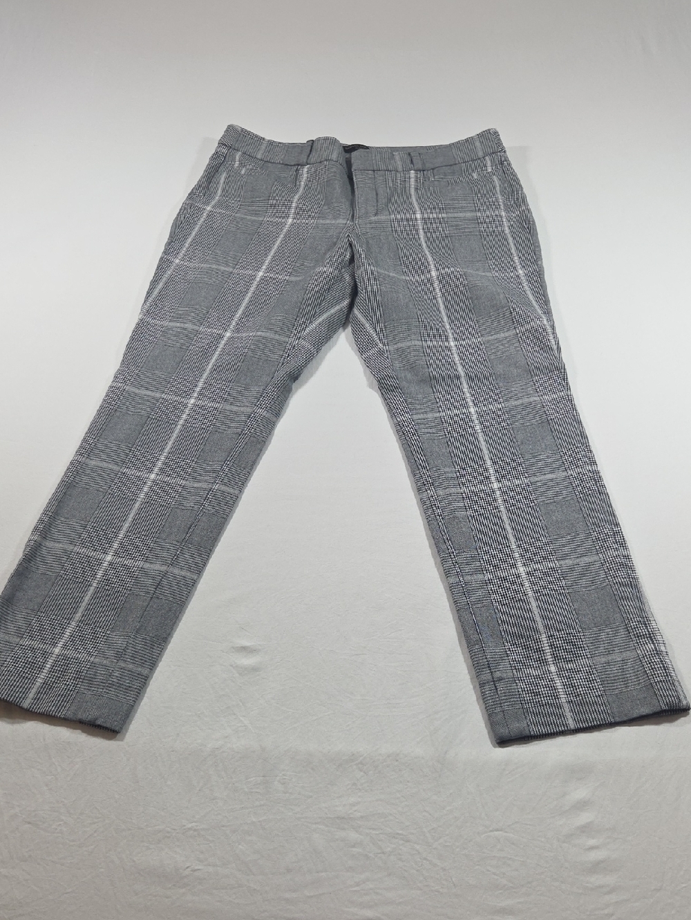 Banana Republic Sloan Tailored Gray Plaid Dress Pants Windowpane Ankle Straight